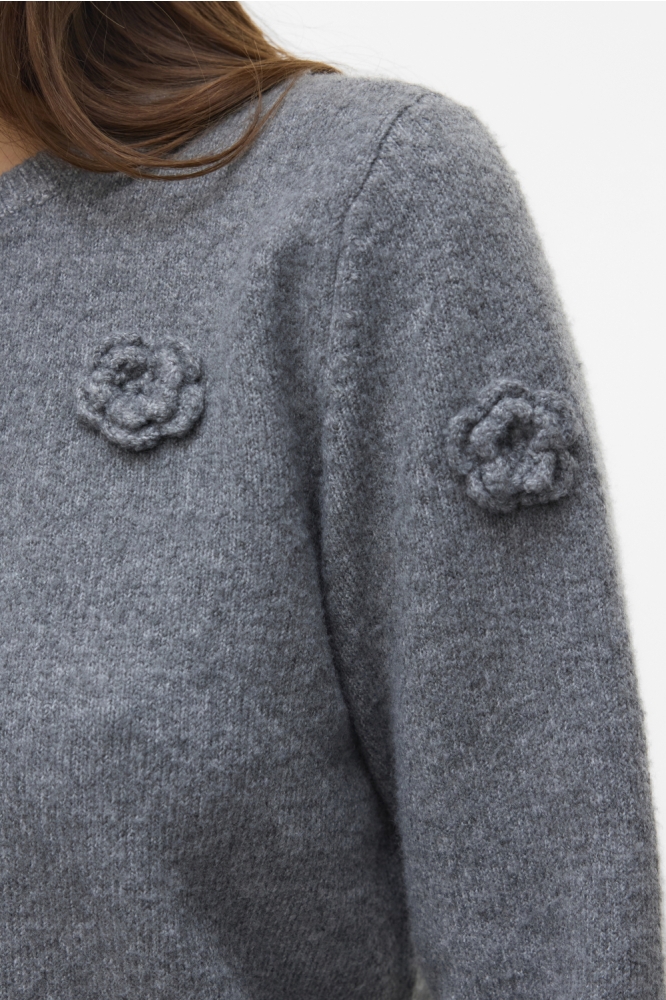 VMROSE LS O-NECK PULLOVER BOO 10331434 MEDIUM GREY MELANGE